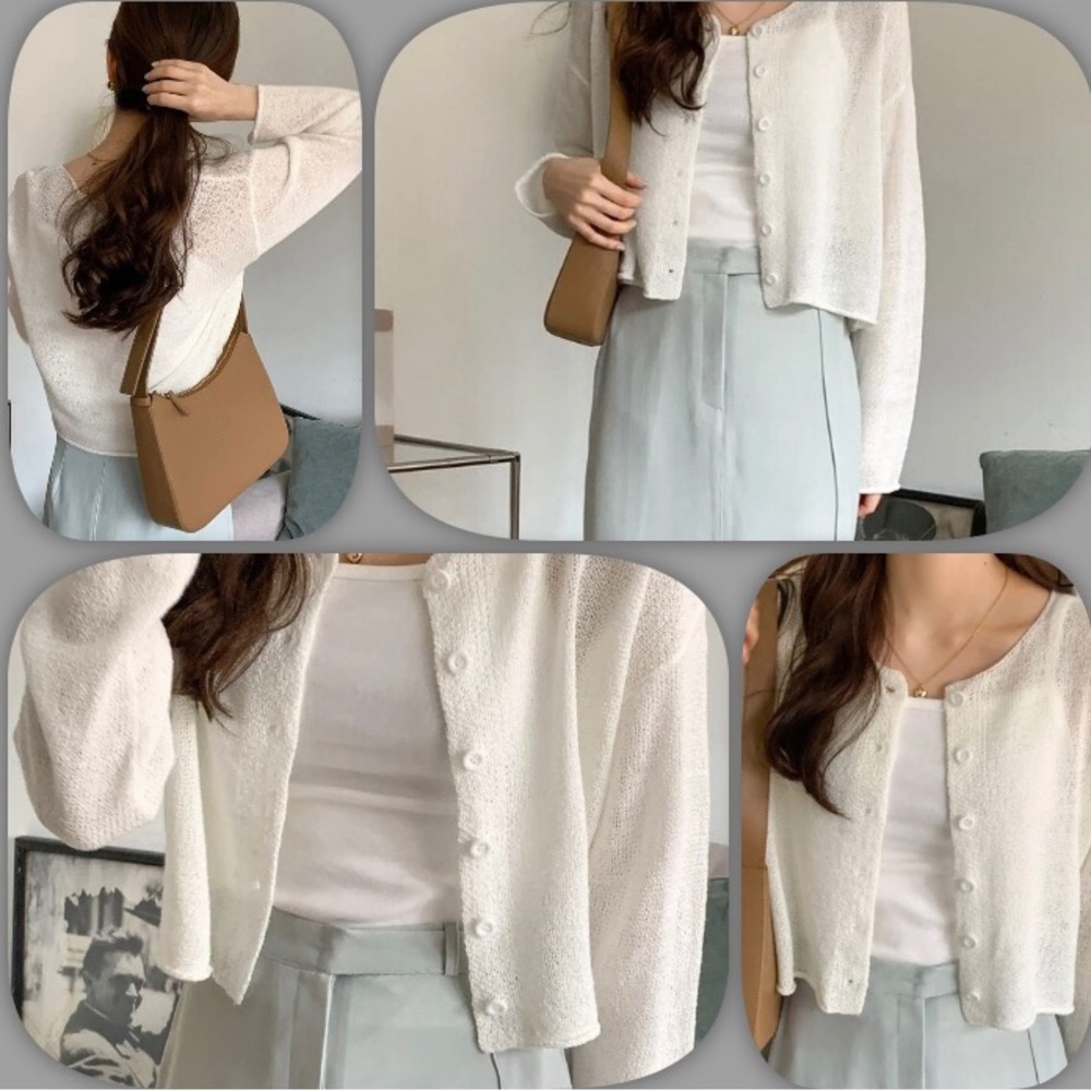 🫶🏻- See through White Cardigan with lace trim-